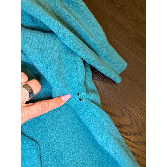 Alan Paine Vintage Lambswool Argyle V-Neck Sweater Teal Red Made in England 44 - Picture 9 of 9